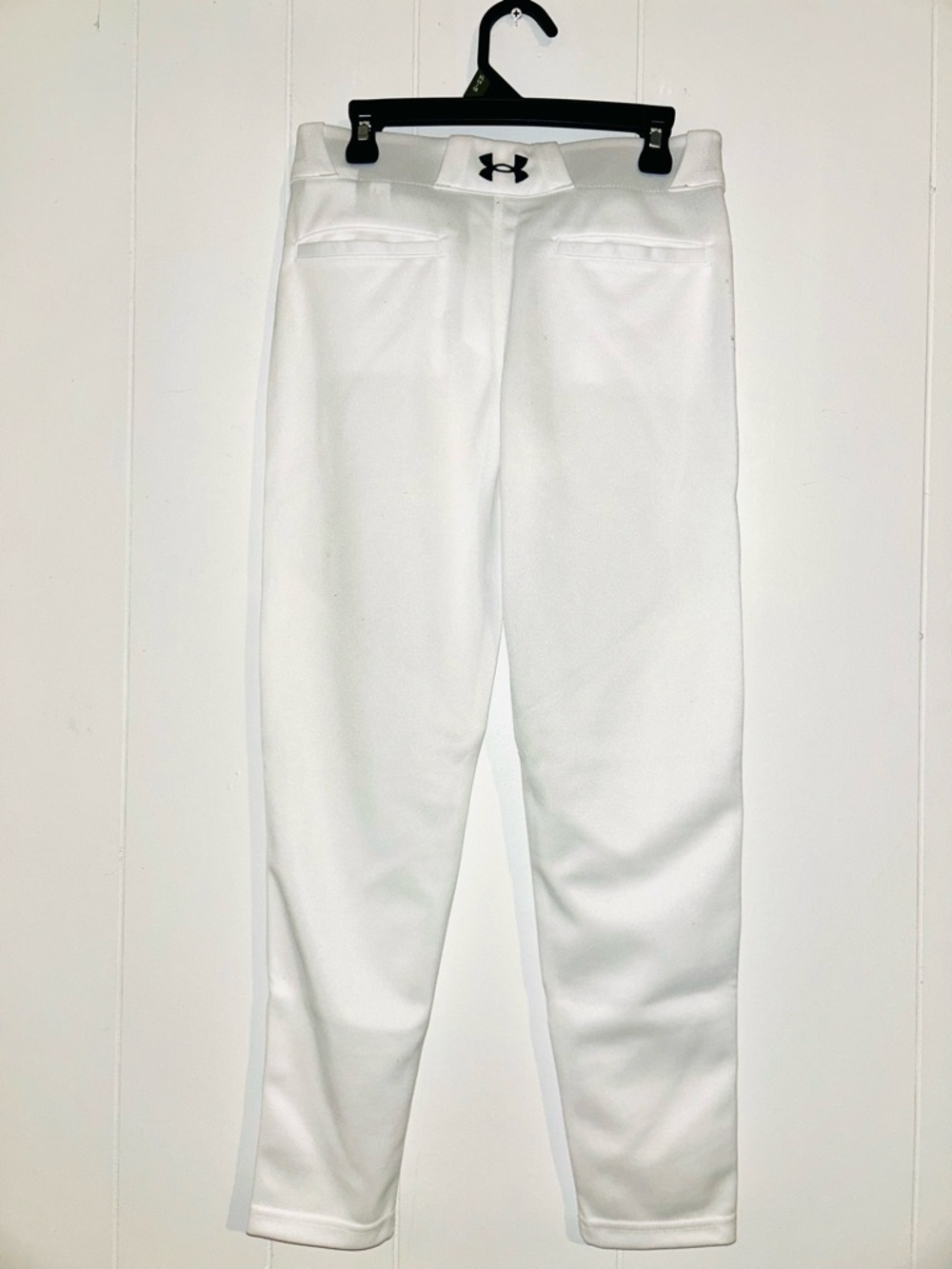 Under Armour White Kids' Athletic Baseball Pants with Black Logo - Picture 2 of 3